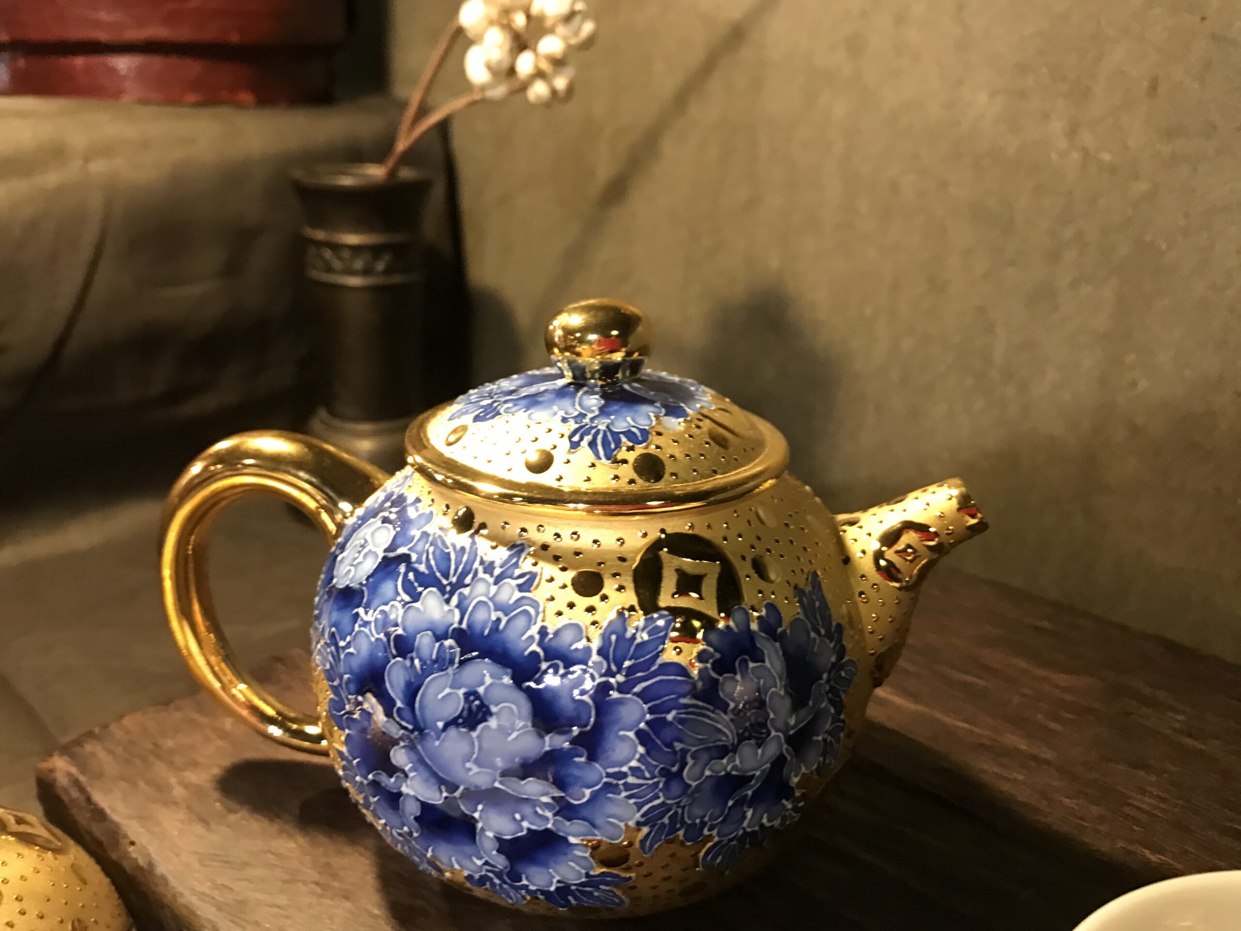 法華彩鎏金青花牡丹茶具組:圖片 6